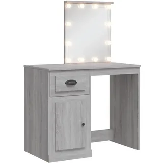 vidaXL Schminktisch mit LED-Leuchten Grau Sonoma 90x42x132,5 cm - Braun