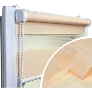 Voppi Doppelrollo ohne Bohren 125x150 cm Rosa Lachsfarben, Tag und Nacht Rollo, Fensterrollo, Innenrollo für Fenster, leichte nicht invasive Montage - Rosa