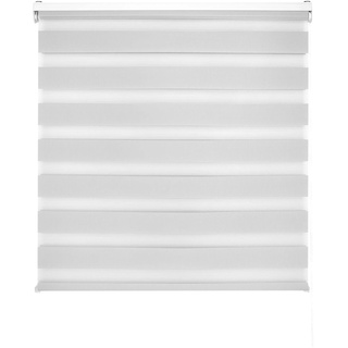 Blindecor Lira doppelrollo - duo rollo tag und nacht Silbergrau - 110 x 180 cm (Breite x Länge) | Stoffgröße 107 x 175 cm | Fensterrollo zebra