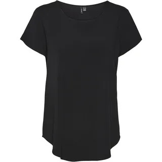 VERO MODA Damen Bluse Kurzarm Rundhals Basic Regular Fit, Farben:Schwarz, Größe:XXL