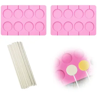Silikon lollipop formen,Schokoladenlutscher Formen,Lollipop Formen,Lollipopform mit 50 Lollipopstiften,Geeignet für die Herstellung von Lutschern,Pralinen(2 Stück)