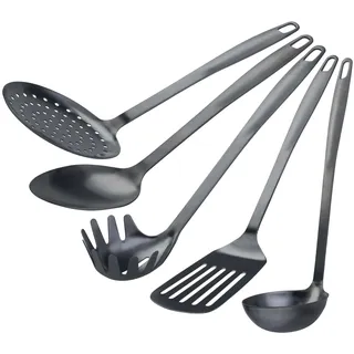 Stanley Rogers Küchenhelfer Set 5-teilig, Schwarz, rostfreier Edelstahl | Premium Kochbesteck für die moderne Küche, hochwertiger rostfreier Edelstahl, vielseitiger Küchenhelfer