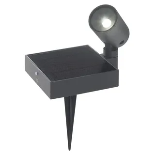 1,3-W-LED-Solar-Bodenstrahler mit Akku und Photovoltaik, IP65, Dunkelgrau