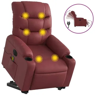 vidaXL Massagesessel mit Aufstehhilfe Elektrisch Weinrot Kunstleder - Rot