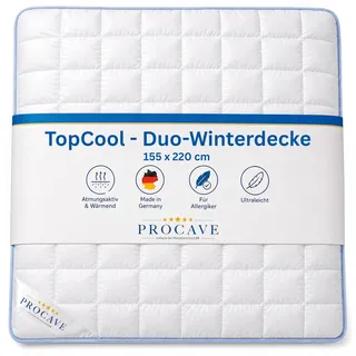 PROCAVE TopCool warme Duo Winter-Qualitäts-Bettdecke für die kalte Jahreszeit | Soft-Komfort-Bettdecke | kochfeste Steppdecke | atmungsaktiv & wärmeausgleichend | Made in Germany | 155x220cm