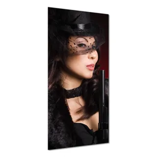 Wallario selbstklebende Duschrückwand 70 x 190 cm mit Motiv Lady in Black - Sexy Dame mit gefährlichem Charme - Wandverkleidung mit Hochglanzlaminat in Glasoptik
