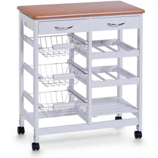 Zeller Present Servierwagen , Weiß , Holzwerkstoff , 66x36x76 cm , Esszimmer, Barmöbel, Barwagen