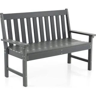 COSTWAY Gartenbank wetterfest, 2-Sitzer Sitzbank bis 320kg belastbar, Allwetter-Parkbank aus HDPE, Terrassenbank für Garten, Balkon und Terrasse, 132 x 65 x 91 cm - Grau