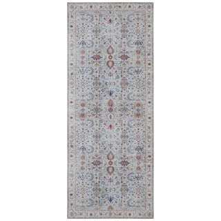 Northrugs Teppich NORTHRUGS "Vivana" Gr. 12, blau (himmelblau), B:80cm H:5mm L:200cm, Polyester, Teppiche, Teppich, Orientalisch, Läufer, Vintage, Wohnzimmer, Schlafzimmer, Esszimmer