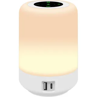 salipt Nachttischlampe mit Ladefunktion, Touch Dimmbar Tischlampe