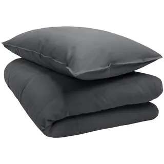 Bettwäsche SCHLAFGUT "Premium Knitted Jersey 2teiliges Bettwäscheset", grau deep, B/L: 135cm x 200cm, 1 Stk., 1 Stk., Jersey, B/L: 40cm x 80cm, 2, Jersey, Obermaterial: 95% Baumwolle, 5% Elasthan, Bettwäsche, Bettwäsche, Ton-in-Ton Reißverschluss, Bio-Baumwolle mit Elasthan, Uni, OEKO Tex
