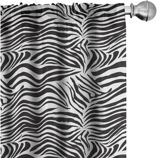 ABAKUHAUS Zebra-Druck Vorhänge, Gardinen, Wilde Zebra-Linien, Fensterbehandlungen für Wohnzimmer Schlafzimmer Dekor, 2 Stück 75 cm b x 225 cm h, Weiss-Schwarz