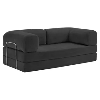 Bank – Sofa – Sitzbank – Zweisitzer – Modulares Design – Samtstoff – 200 cm breit – Schwarz