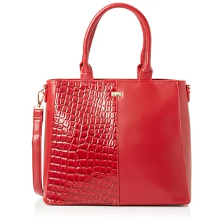nelice Women's Henkeltasche mit Reptil-Prägung Damen Shopper, ROT