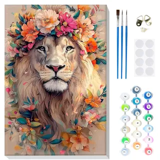 MOGTAA Malen Nach Zahlen Erwachsene mit Rahmen, Malen Nach Zahlen Tiger Tiere, DIY Ölgemälde Leinwand Set Acrylic Malerei Bilder für Home Dekor, 20x30cm