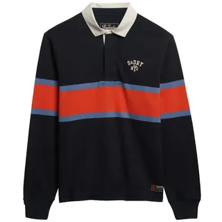 Superdry Vintage Athletic Stripe Rugby Langarm-t-shirt - Navy Chest Band Stripe - L