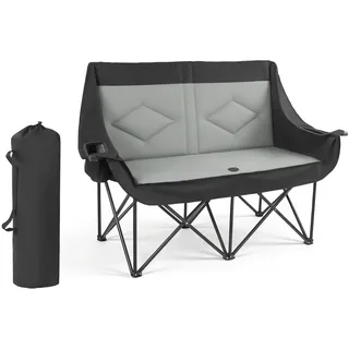 VEVOR Campingstuhl für 2 Personen Faltstuhl 300 kg Belastbar, Anglerstuhl mit 2 Getränkehaltern & Weinglashaltern & Zeitschriftenhalterungen & Tragetaschen, für Outdoor-Aktivitäten Angeln 1 Stk.