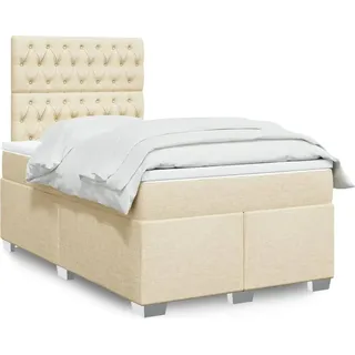 Langlebige Boxspringbett mit Matratze Creme 120x200 cm Stoff Gästebett mit Lattenrost Möbel5366111 - Creme