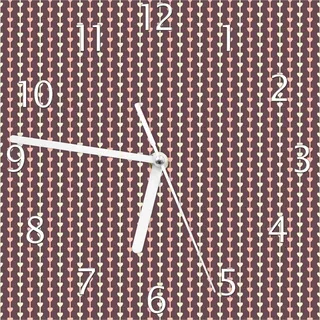 Wallario Design Wanduhr Muster Herzen in beig und rosa in Reih und Glied aus Echtglas, Größe 20 x 20 cm - Weiß