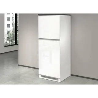 Dmora - Küchenschrank Plinio, Mehrzweckschrank, Küchenzeile Schrank, Multifunktionales Kühlregal, 100% Made in Italy, 60 x 60 x 165 cm, glänzendes Weiß und Schiefer