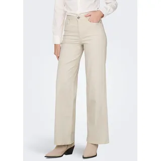 Only "ONLMADISON BLUSH HW WIDE DNM CRO NOOS", Damen, Gr. XL (42), Länge 32, beige (ecru), Denim/Jeans, Obermaterial: 92% Baumwolle, 6% Elastomultiester, 2% Elasthan, unifarben, normal, Jeans High-Waist-Jeans, mit weitem Beinschnitt