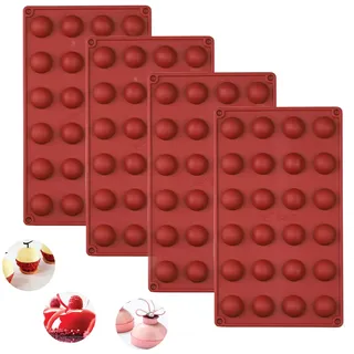 Mlying Kleine Halbkugel-Silikonform mit 24 Vertiefungen, Silikonform Schokolade 4 Stück Halbkugeln Bällchen Halbkreis Backform zur Herstellung von Schokolade, Kuchen, Gelee, Dome-Mousse (24 Löcher)
