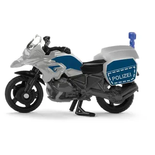 Siku 1551, BMW Polizeimotorrad, Metall/Kunststoff, Blau/Silber, Spielzeug-Motorrad für Kinder, Blaulicht, Beweglicher Lenker und Ständer