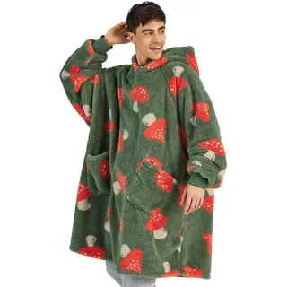 BEDSURE Hoodie Decke mit Ärmeln - Kuschelpullover als Geschenke für Frauen - Übergroßer Tragbare Decke Kuscheldecke mit Ärmeln Weihnachtsgeschenke für Frauen Damen Herren Freund, Pilz Printed 107x90