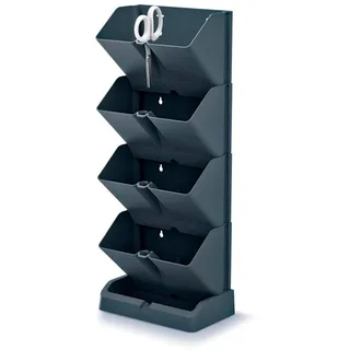 Macetero Vertical Prosperplast Mini Cascade de plastico en Color Antracita 19,5 (Largo) x 11,4 (ancho) x 47,5 (Alto) cm Con tijeras de Jardin