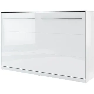 Mirjan24 Schrankbett Concept Pro CP-05 Horizontal, Wandklappbett inkl. Lattenrost, Klappbett 120x200 cm, Weiß Matt / Weiß Hochglanz) - Weiß