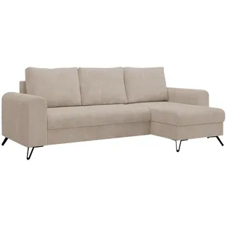 MKS Ecksofa Hugo Cord Beige , Textil , L-Form,L-Form , 242x140 cm , Wohnzimmer, Sofas & Couches, Wohnlandschaften, Ecksofas