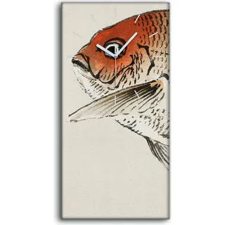 Dekor Leinwand Uhr Wandbilder 30x60 Malerei Asiatische Tier Fisch Kunst - weiße Hände - Beige