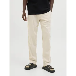Stoffhose JACK & JONES "JPSTKANE HYBRID BONDI JOGGER SN", Herren, Gr. M, N-Gr, gelb (moonbeam), Web, Obermaterial: 80% Baumwolle, 20% Leinen, unifarben, relaxed fit knöchellang, Hosen Stoffhose