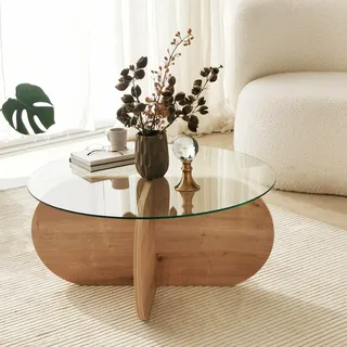 Skye Decor, Bubble - Sapphire Oak, Couchtische, Saphir-Eiche, Glas, 75 x 35 x 75 cm