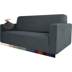 HEYOMART Stretch Sofabezug 1 Stück Sofahusse Spandex Jacquard Elastische Couchbezug mit Anti-Rutsch-Schaumstoffe (L-förmiges Ecksofa erfordert Zwei) - 3 Seater, Grau