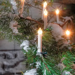 esotec Solar Weihnachtsbaum Lichterkette mit 20 Kerzen wetterfest 102574 - Schwarz, Weiß