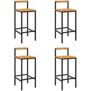 vidaXL Barhocker 4 Stk. Schwarz Poly Rattan und Massivholz Akazie - Schwarz