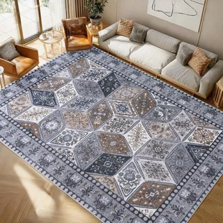 Calinline Dunkelgrau Großer Perserteppich Teppich Wohnzimmer, 140x200 cm