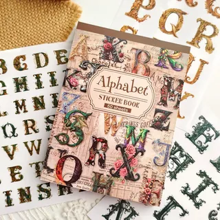 Vintage Buchstaben Sticker Set - 50 Blätter Dekorative Alphabete für Scrapbooking, Journaling, DIY Basteln & Persönliche Gestaltung – Antike Deko Aufkleber für Album, Planer