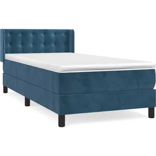 vidaXL Boxspringbett mit Matratze Dunkelblau 100x200 cm Samt - Blau