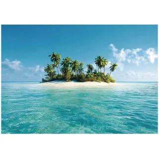 Wallarena Fototapete Strand Insel Blau 150x105 cm , Multicolor , Papier , Uni , Rechteckig , 150x105 cm , FSC 100% ,