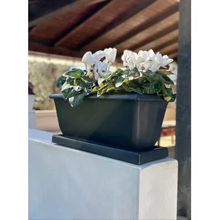 Kloris Blumenkasten Balkonkasten für Pflanzen rechteckig 51x22x23 cm mit Untersetzer Made in Italy Hohe Qualität
