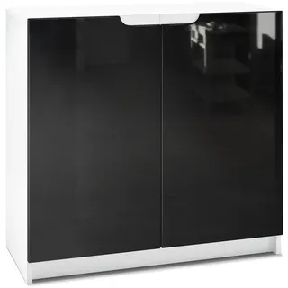 Vladon Kommode, Schwarz Hochglanz, Holzwerkstoff, 82x78x37 cm, Wohnzimmer, Kommoden & Sideboards, Kommoden