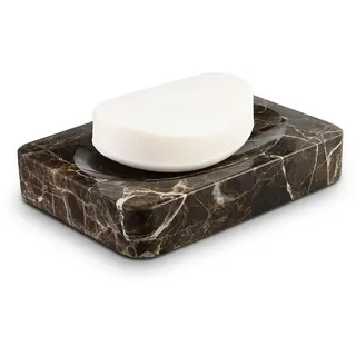 HAMAKAWA Seifenschale Marmor, Dunkelbraun Seifenschale Rechteckig 12x9 cm, Emperador Dark Schmuckschale Naturstein, Small Soap Dish