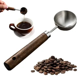 KAHZOR Kaffeelöffel Portionierer, Retro Kaffeelöffel Aus Edelstahl, 15Ml Kaffee Dosierlöffel, Messlöffel 15 Gramm Kaffeelot, Schwarzem Walnuss Griff Für Messen Von Kaffeebohnen Gemahlene Bohnen Tee