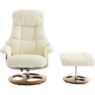 FORSMANO Relaxsessel mit Massage und Wärmefunktion, 360° drehbarer, Liegefunktion und Hocker, Fünf-Punkt-Massage- und Wärmefunktion, PolyurethanStoff Weiß