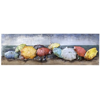 Gilde Gallery Bild 'Beach of Parasols' - Sonnenschirme - Strand - Sommer - Handarbeit 180 x 60 cm