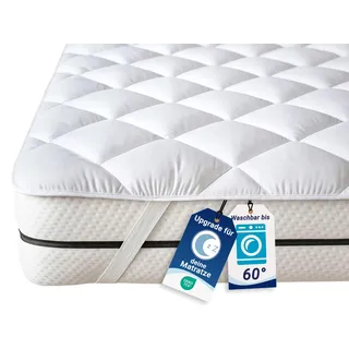 ZOLLNER Matratzenschoner in 80x200 cm - Topper mit praktischen Eckgummis - für Allergiker geeignet – Polyester - waschbar bis 60°C - Hotelqualität