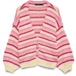 Vero Moda Maybe Stripe Open Strickjacke - Chintz Rose / Golden Haze / Pink Cosmos / Coral Paradise / Jazzy - M