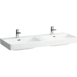 LAUFEN PRO S Doppelwaschtisch, je 1 Hahnloch, mit Überlauf, 1200x460mm, H8149660001041 - Weiß